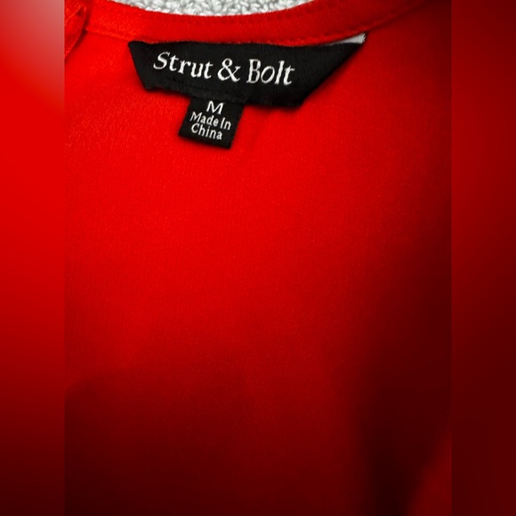 Brunch Life!  Vibrant Red Feathered Women's Blouse - Picture 4 of 4